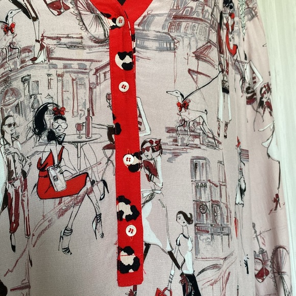 REDUCED!!Novelty prints, long sleeves blouse by “OUI” casual, work! Size 12 - Picture 5 of 17